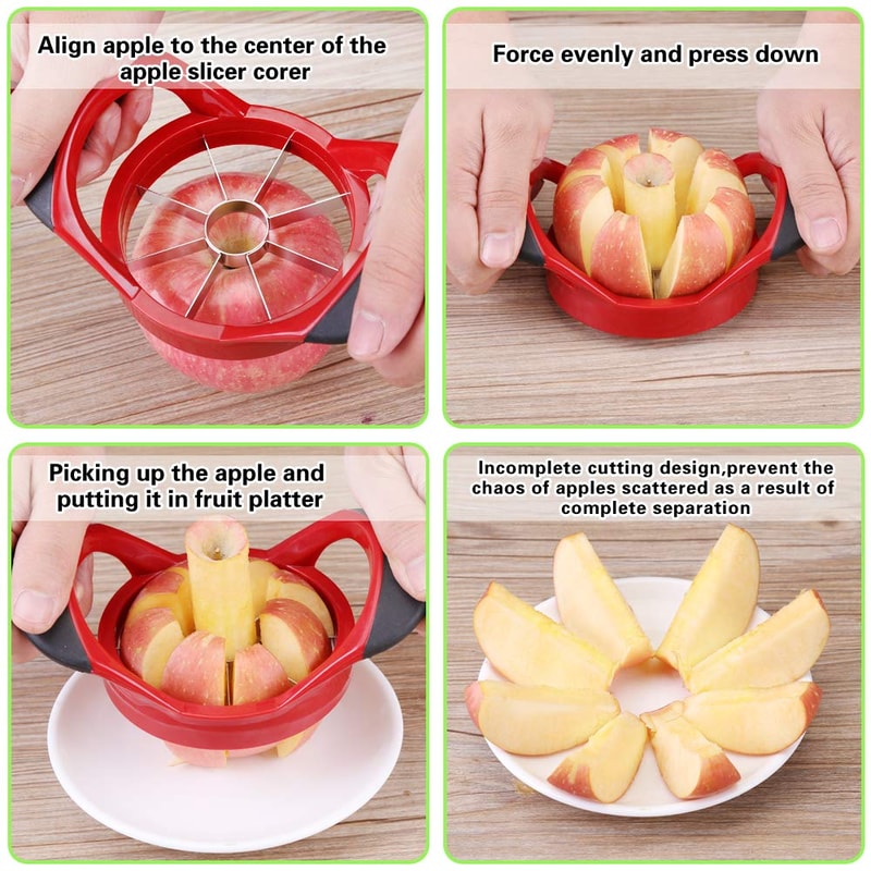 Stainless Steel Apple Slicer and Corer Ultra Sharp Cutter Divider for Perfect Apple Slices Every Time