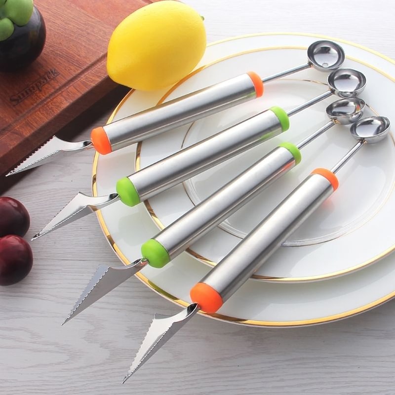 Fruit Platter Carving Knife Set Melon Baller, Ice Cream Scoop, Watermelon Slicer & Kitchen Tools Set