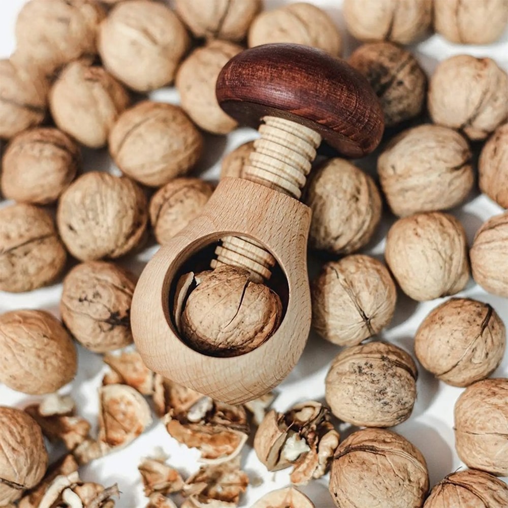 Mushroom Shaped Nutcracker Tongs Adjustable Multi Tool for Easy Cracking of Walnuts, Pecans, and More
