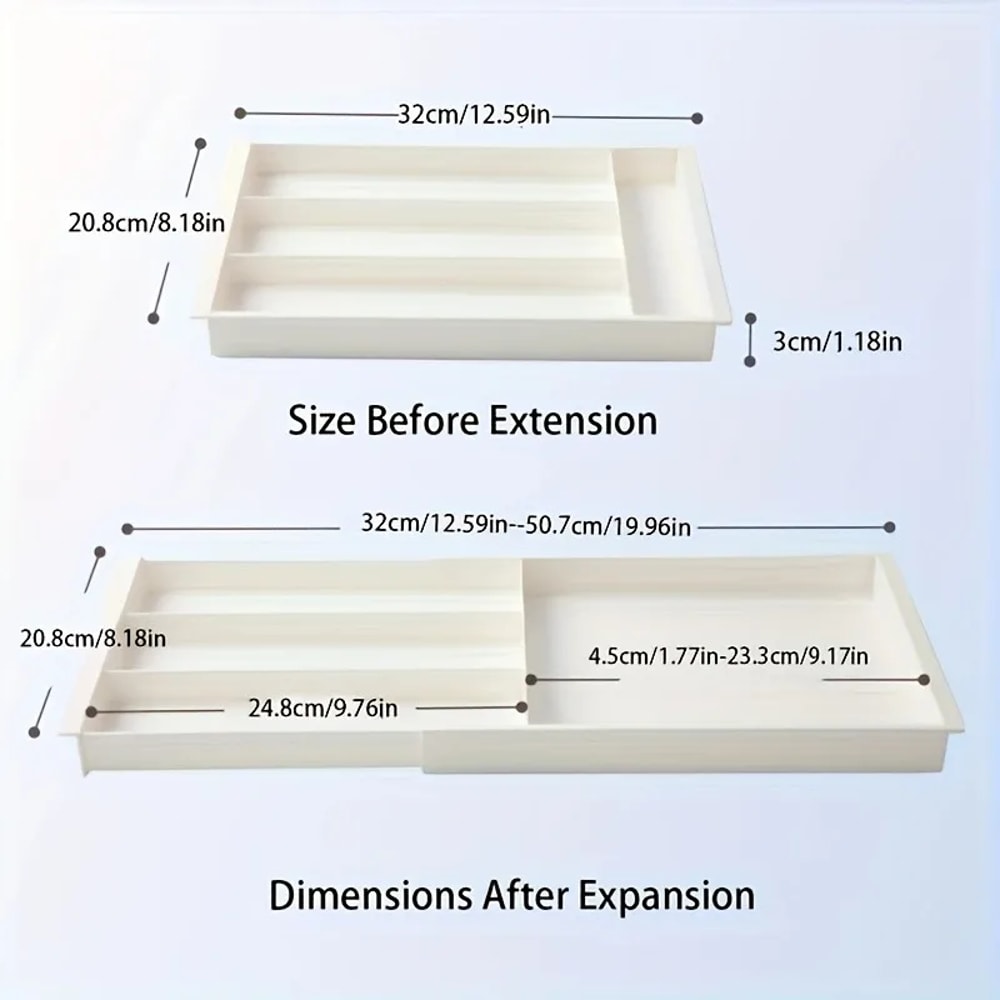 Expandable Cutlery Organizer Tray for Kitchen Drawers