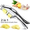 Stainless Steel Garlic Press and Slicer Dual Function Mincer for Effortless Crushing & Slicing