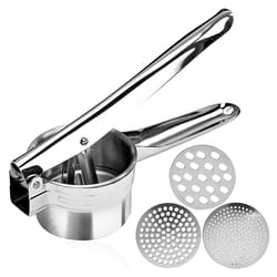 stainless steel potato ricer manual masher for potatoes, vegetables, baby food & more