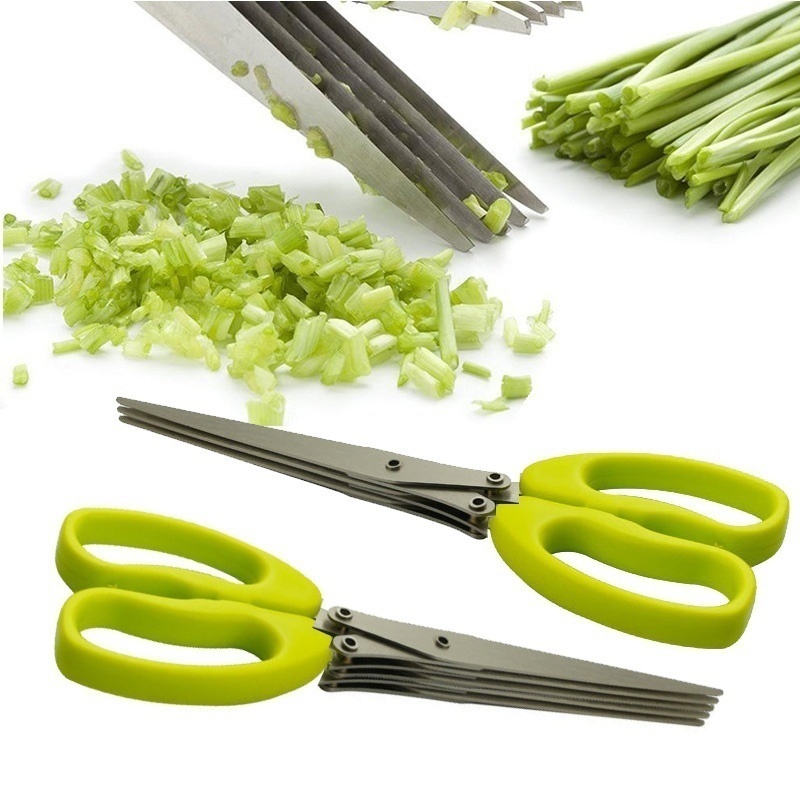 Multi Layer Stainless Steel Kitchen Scissors Herb Cutter 2