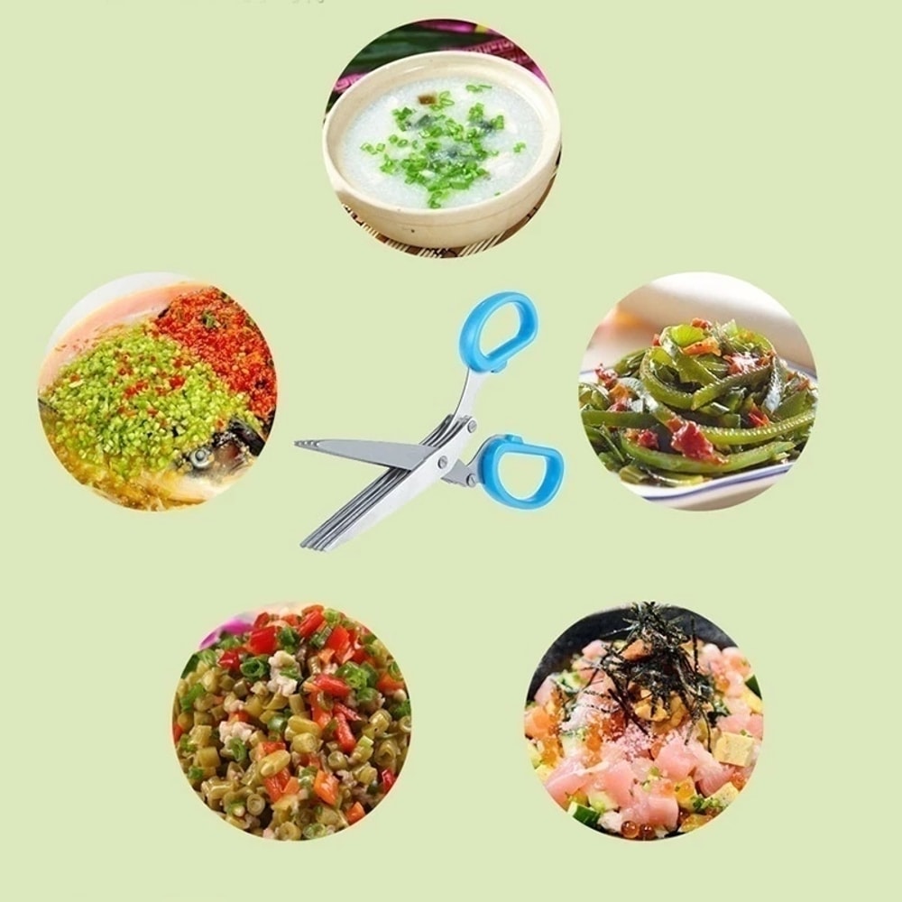 Multi Layer Stainless Steel Kitchen Scissors Herb Cutter 5