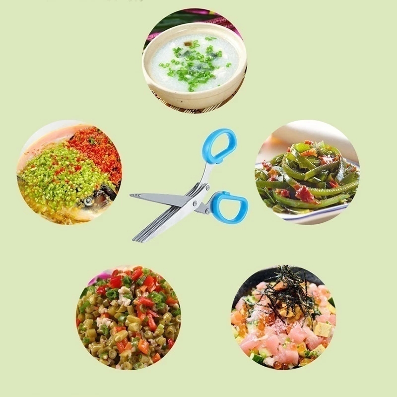Multi Layer Stainless Steel Kitchen Scissors Herb Cutter 5