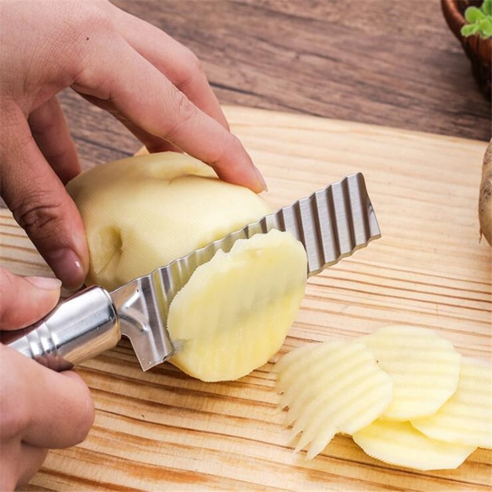 Premium Stainless Steel French Fries Cutter Wavy Potato Slicer 2