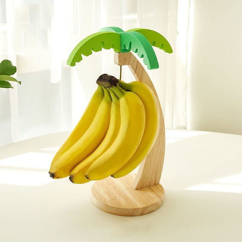 Premium Wooden Fruit Rack Banana Hanger Space Saving Banana Rack 0