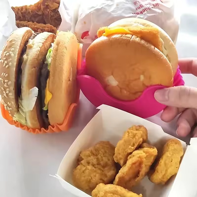Retractable Hamburger Holders Set Washable Silicone Burger Clip & Sandwich Rack