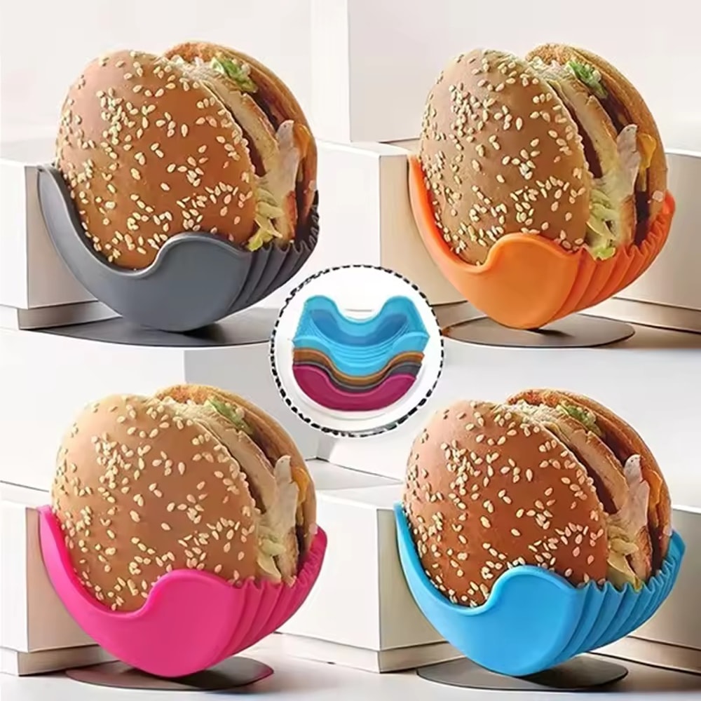 Retractable Hamburger Holders Set Washable Silicone Burger Clip & Sandwich Rack