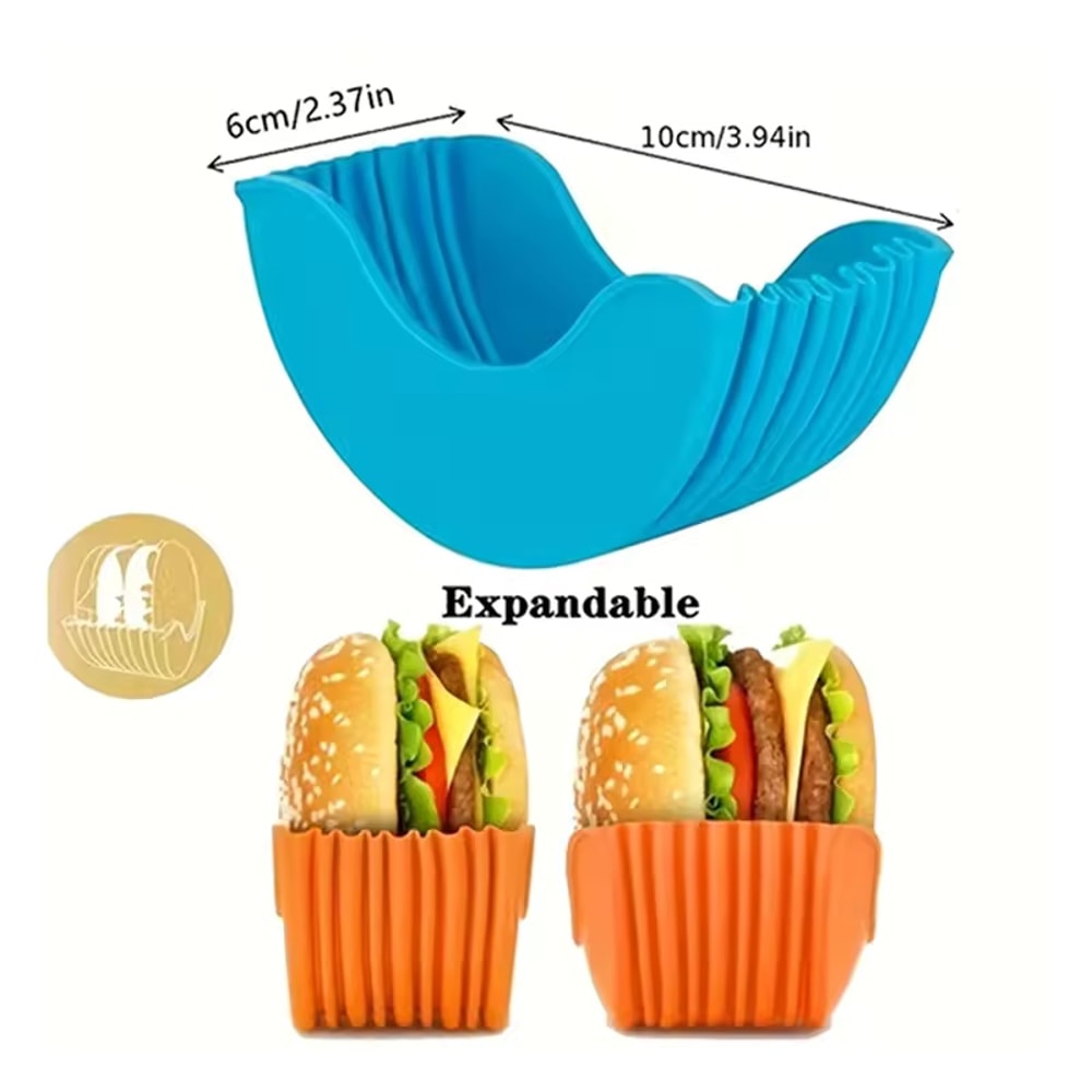 Retractable Hamburger Holders Set Washable Silicone Burger Clip & Sandwich Rack
