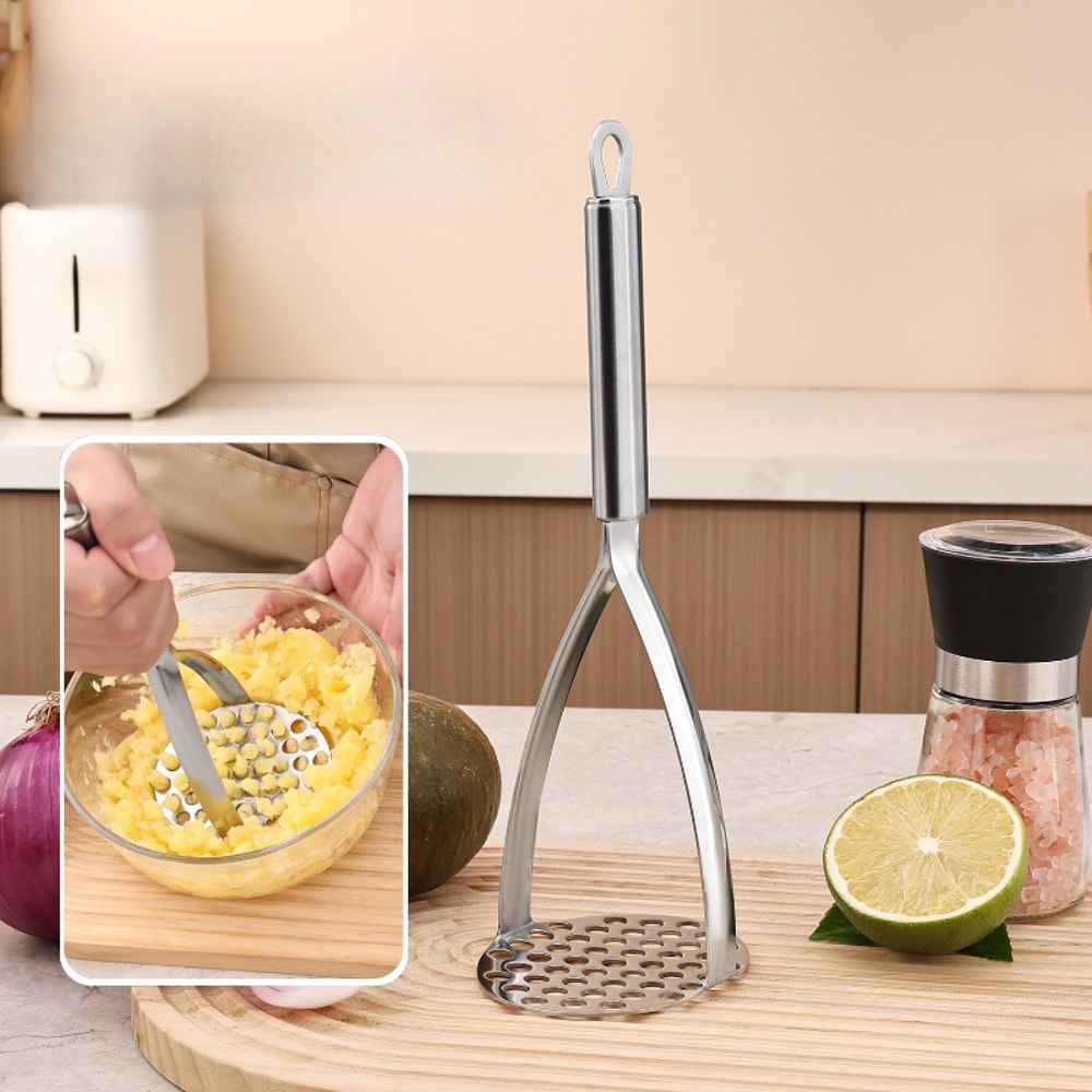 Premium Stainless Steel Potato Masher Fruit Press Tool For Easy Purees 0
