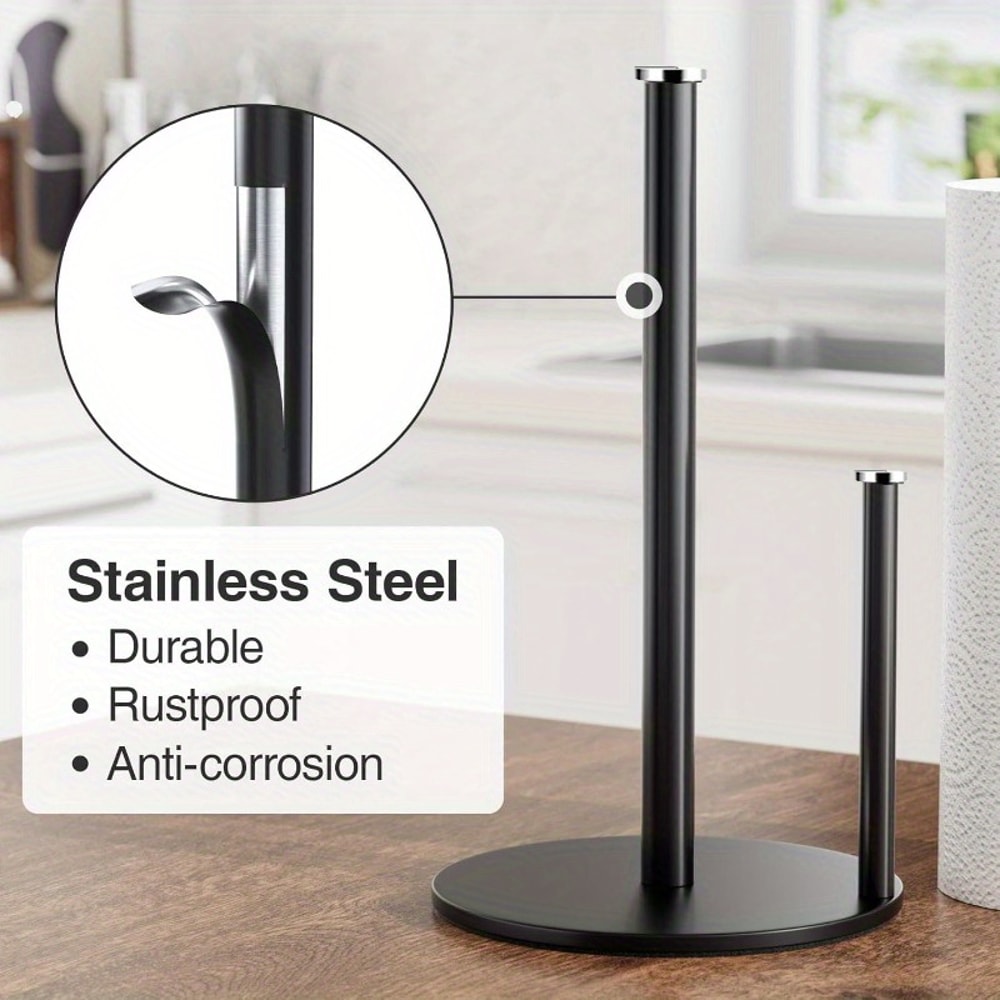 Premium Stainless Steel Paper Towel Holder Sleek Countertop Roll Organizer 3