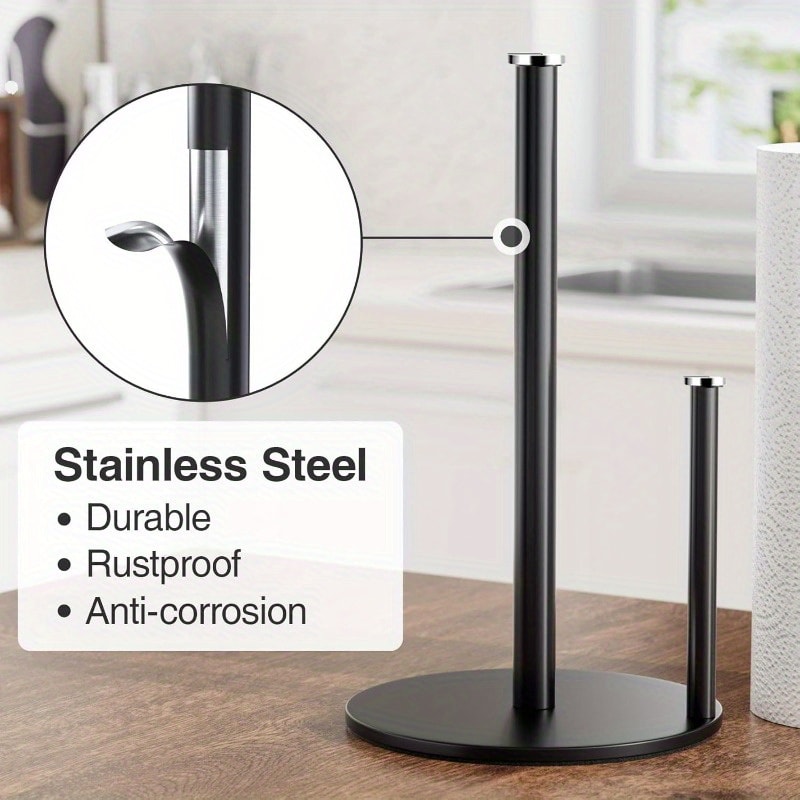 Premium Stainless Steel Paper Towel Holder Sleek Countertop Roll Organizer 3