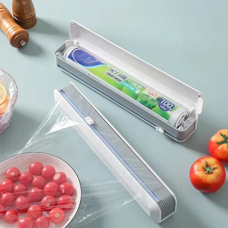 Premium Household Wrap Dispenser With Cutter Storage Plastic Wrap Aluminum Foil 2