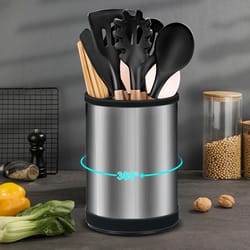 rotating stainless steel utensil holder & cutlery organizer