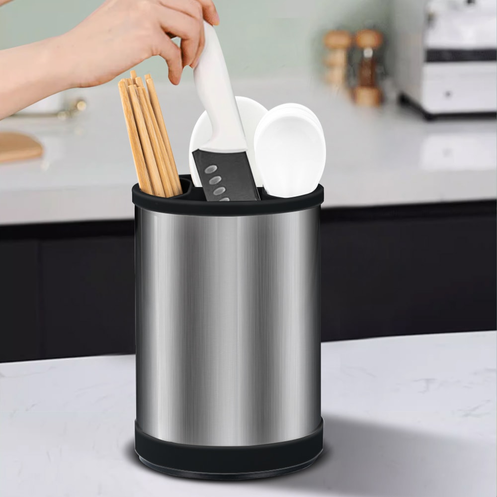 Rotating Stainless Steel Utensil Holder & Cutlery Organizer