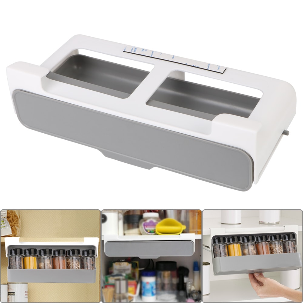 Hidden Under Drawer Spice Rack Organizer Space Saving Kitchen Storage