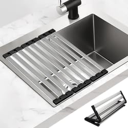 premium foldable kitchen sink drain rack stainless steel sink organizer & retractable dish basket