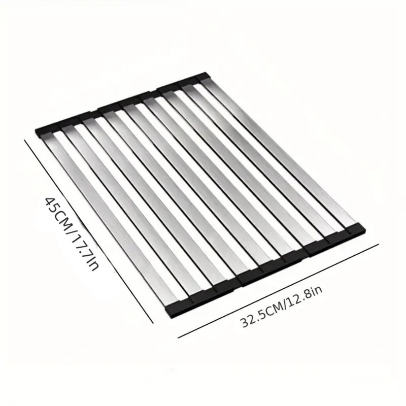 Premium Foldable Kitchen Sink Drain Rack Stainless Steel Sink Organizer Retractable Dish Basket 6
