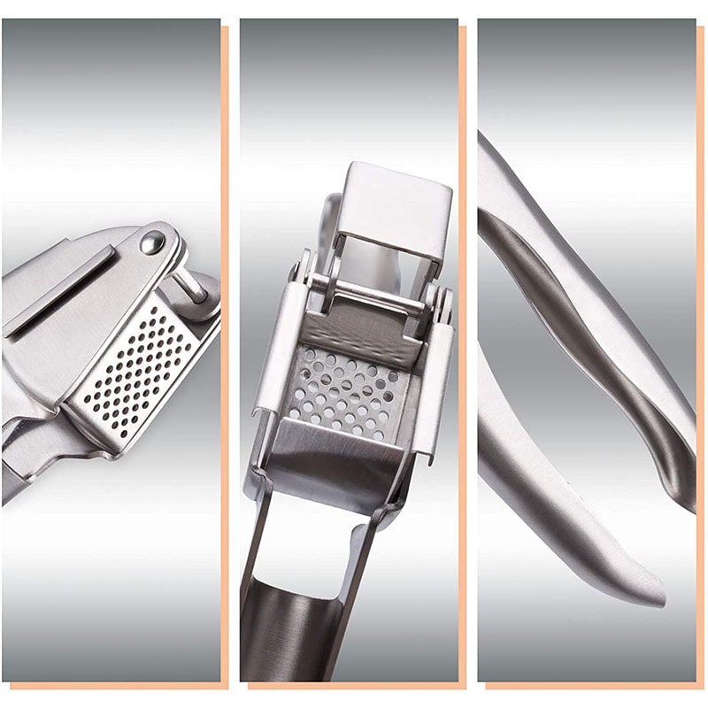Professional Stainless Steel Garlic Press Easy Garlic Mincer & Peeler