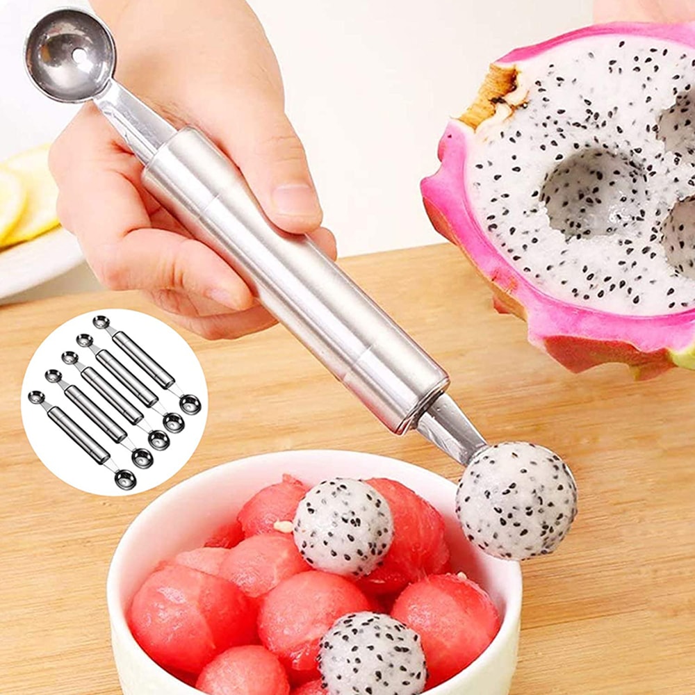 Premium Stainless Fruit Carving Tool & Melon Baller Scoop Set