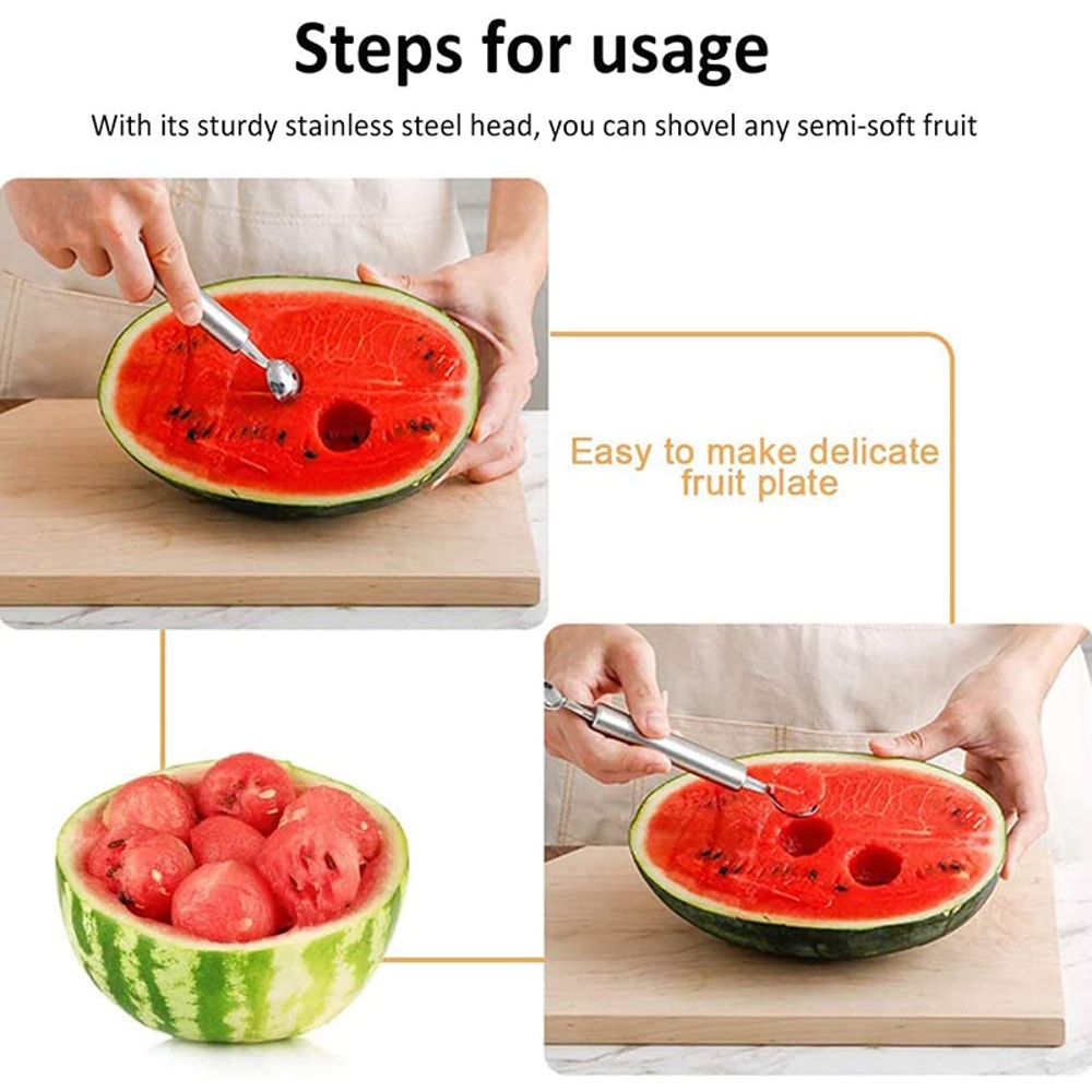 Premium Stainless Fruit Carving Tool & Melon Baller Scoop Set