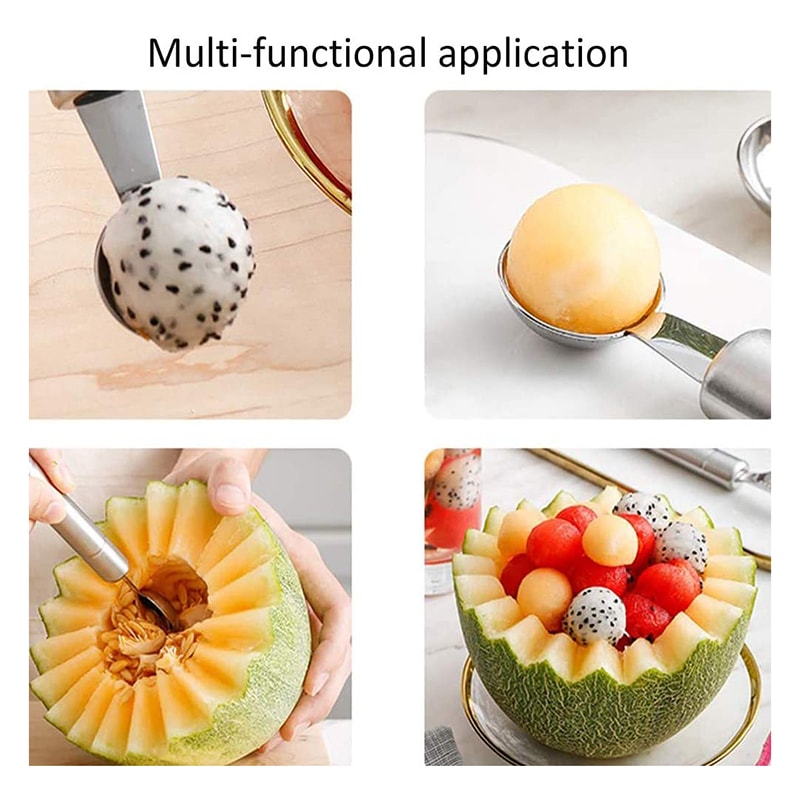 Premium Stainless Fruit Carving Tool & Melon Baller Scoop Set