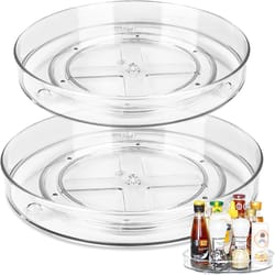 premium lazy susan organizer set fridge turntable organizer for cabinet, countertop & kitchen space saver