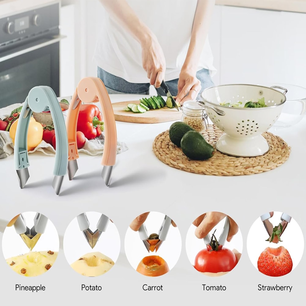 Premium Pineapple & Strawberry Corer Set Stainless Steel Fruit Huller & Peeler
