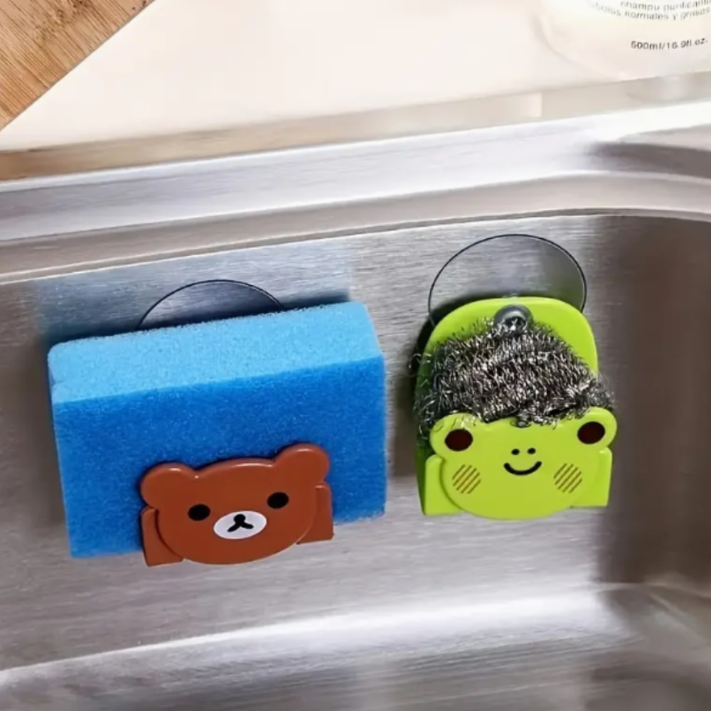 Premium Suction Cup Sink Sponge Holder Sink Drain Rack Organizer 2