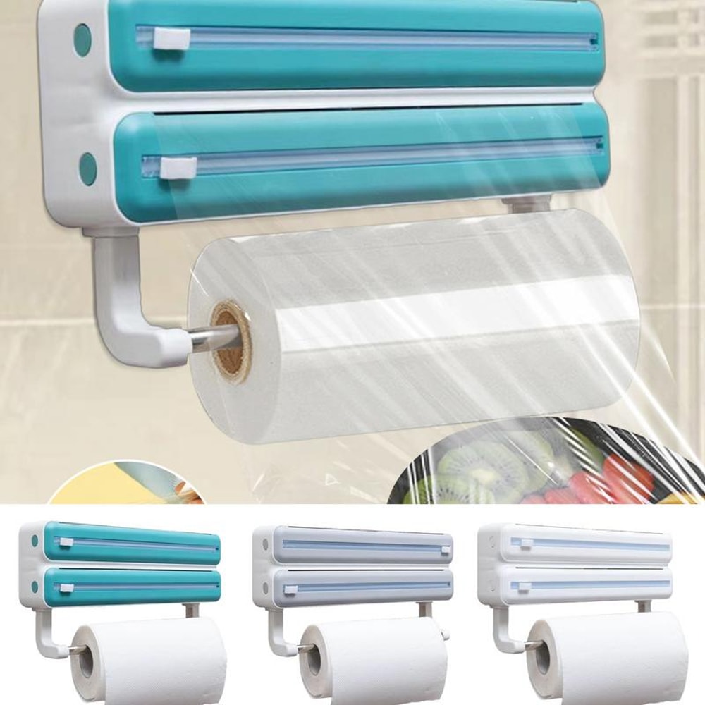 Wall Mount Aluminum Foil Dispenser With Cutter Storage Box 0