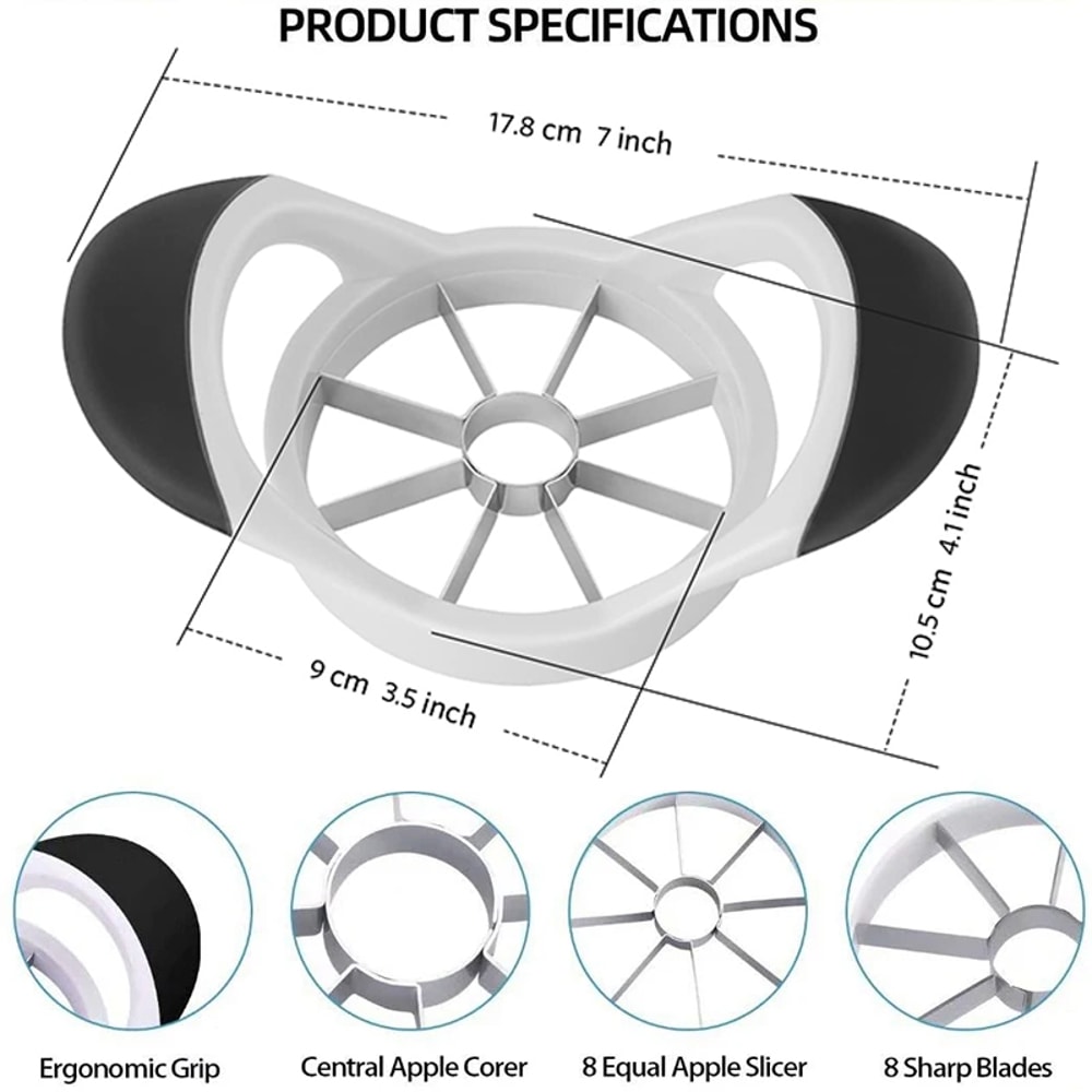 Professional Apple Slicer & Corer with Stainless Steel Blades and Rubber Grip