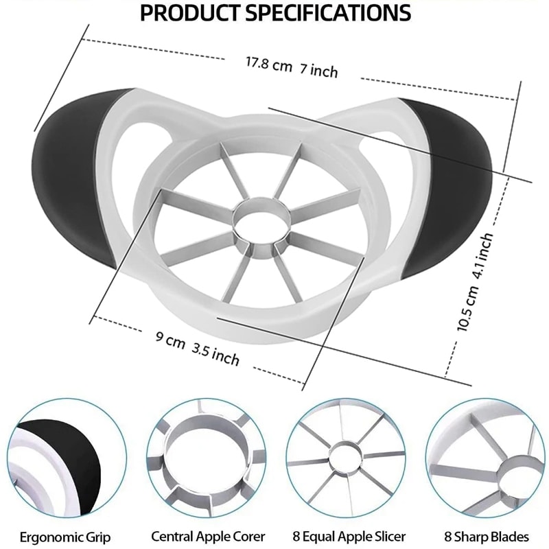 Professional Apple Slicer & Corer with Stainless Steel Blades and Rubber Grip