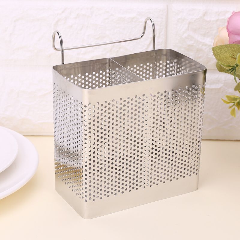 Premium Stainless Steel Kitchen Cutlery Organizer Rack Hanging Chopsticks & Spoon Holder
