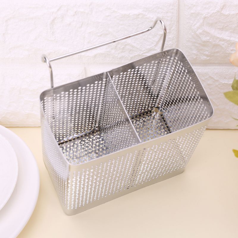 Premium Stainless Steel Kitchen Cutlery Organizer Rack Hanging Chopsticks & Spoon Holder