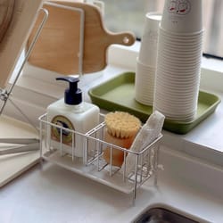 stainless steel adjustable sink rack durable tabletop drain & kitchen organizer for sponge storage