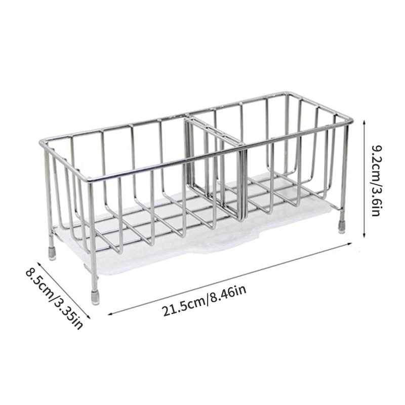 Stainless Steel Adjustable Sink Rack Durable Tabletop Drain & Kitchen Organizer for Sponge Storage