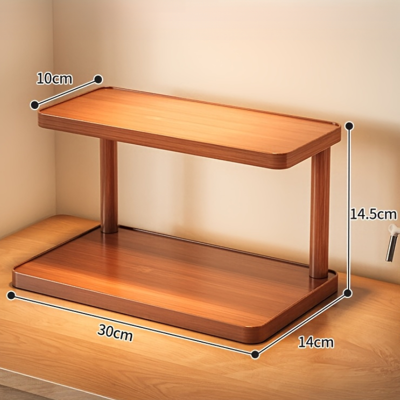 Premium Wooden Spice Rack Organizer & Countertop Storage Shelf Elegant Kitchen Organizer with Handles