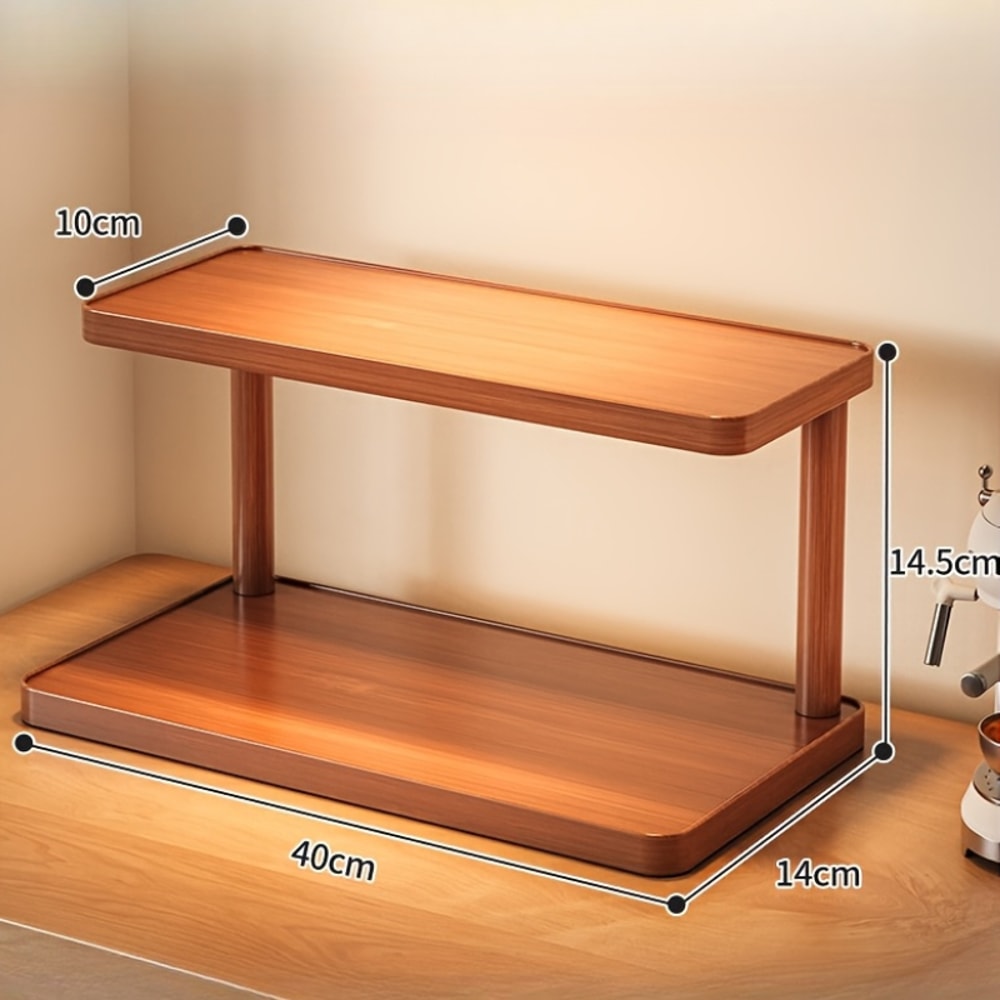 Premium Wooden Spice Rack Organizer & Countertop Storage Shelf Elegant Kitchen Organizer with Handles