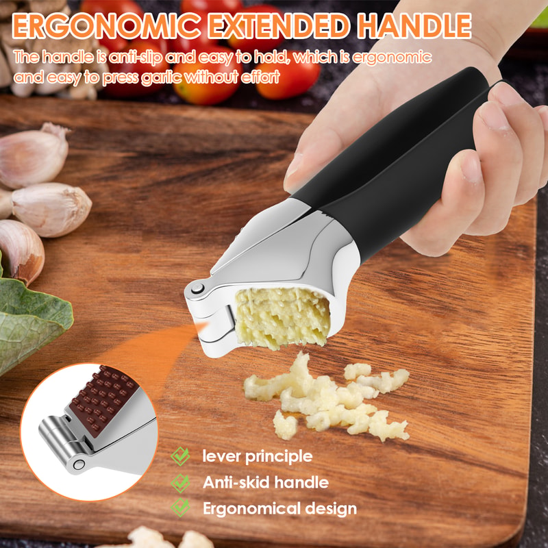 Heavy Duty Manual Garlic Press & Ginger Crusher Easy Squeeze Zinc Alloy Garlic Mincer Tool