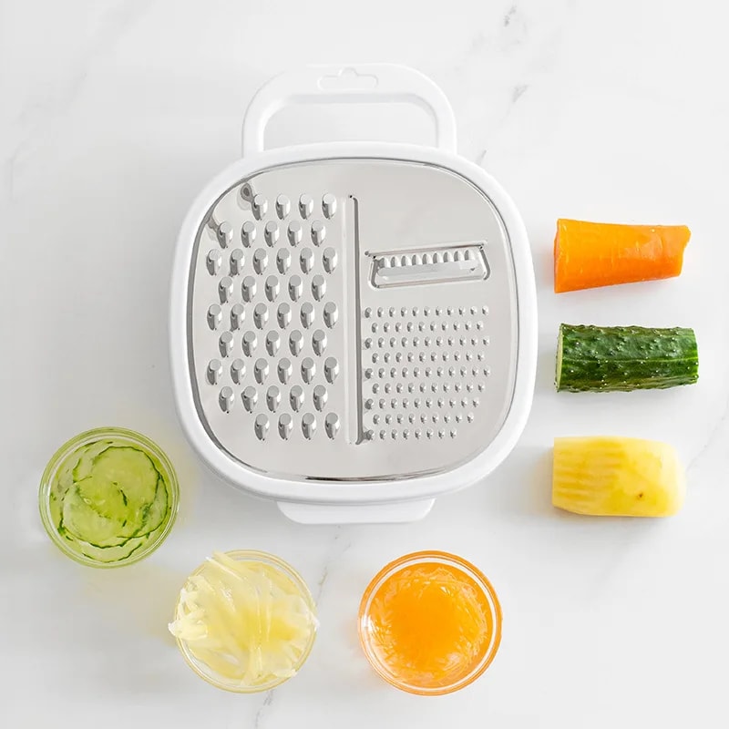 Stainless Steel Cheese Grater & Vegetable Peeler Set with Container Lid