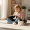 Plush Kitten Realistic Stuffed Animal Cat for Kids, Soft Cuddly Gift for Birthday & Playtime