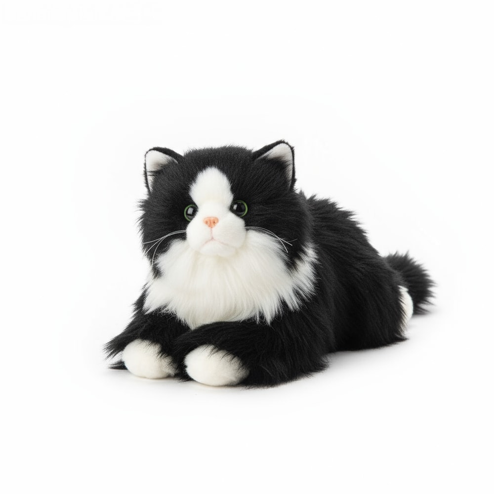Plush Kitten Realistic Stuffed Animal Cat for Kids, Soft Cuddly Gift for Birthday & Playtime