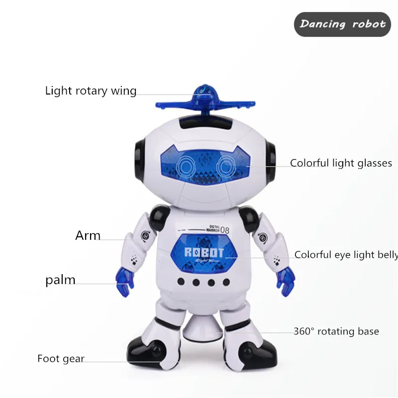 Kids Dancing Robot Toy With Music LED Lights Walking Action 5