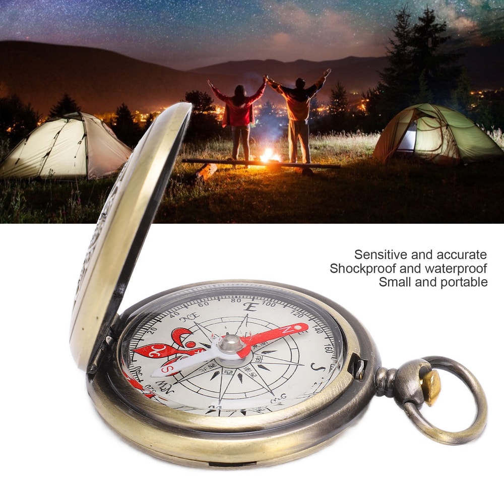 Rugged Brass Compass Navigation Tool Waterproof Pocket Compass for Camping & Hiking Survival Gear