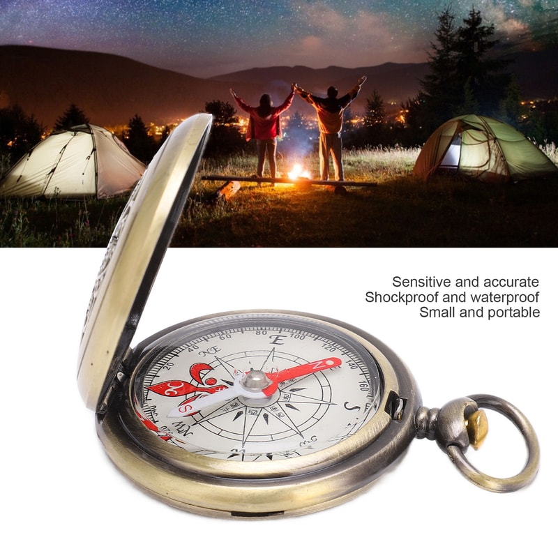 Rugged Brass Compass Navigation Tool Waterproof Pocket Compass for Camping & Hiking Survival Gear