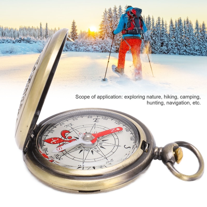 Rugged Brass Compass Navigation Tool Waterproof Pocket Compass for Camping & Hiking Survival Gear