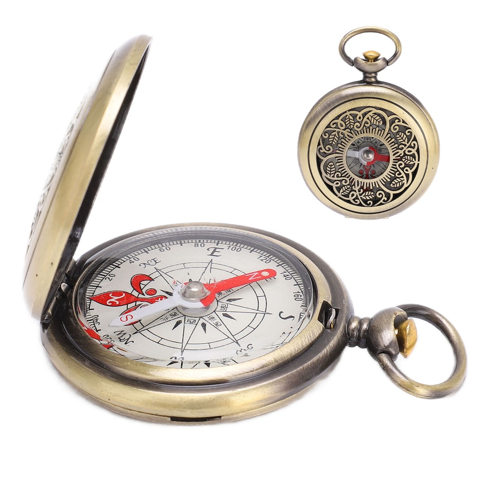Rugged Brass Compass Navigation Tool Waterproof Pocket Compass for Camping & Hiking Survival Gear