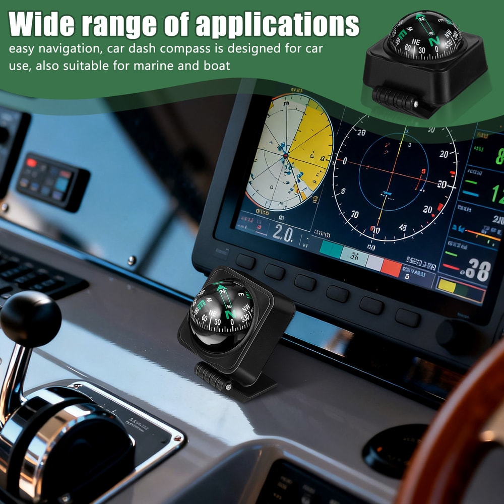 Car Dashboard Compass Ball Vehicle Navigation & Boat Compass Guide Direction Tool