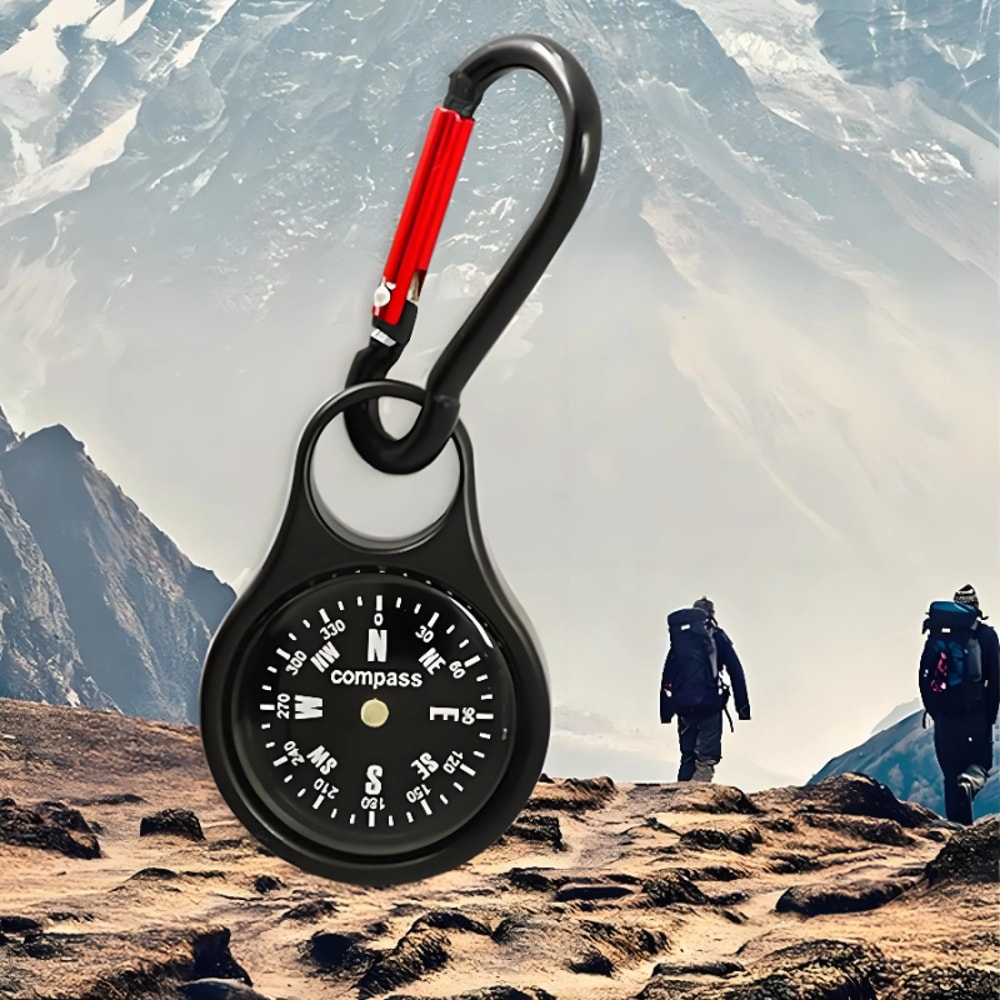 Premium Outdoor Survival Compass Carabiner Keychain Compact Carabiner Compass Keychain Navigation T 1